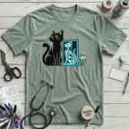 Cat X-Ray T-Shirt - Heather Dusty Blue