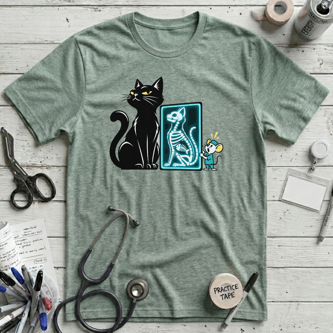 Cat X-Ray T-Shirt - Heather Dusty Blue