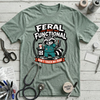 Feral But Functional T-Shirt - Heather Dusty Blue