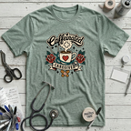 Caffeinated Caregiver T-Shirt - Heather Dusty Blue