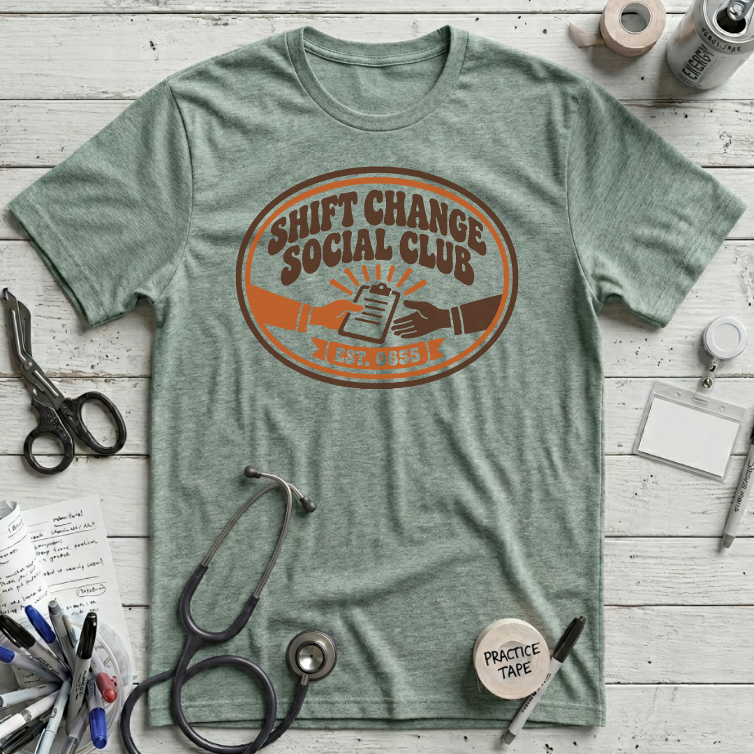 Shift Change Club T-Shirt - Heather Dusty Blue