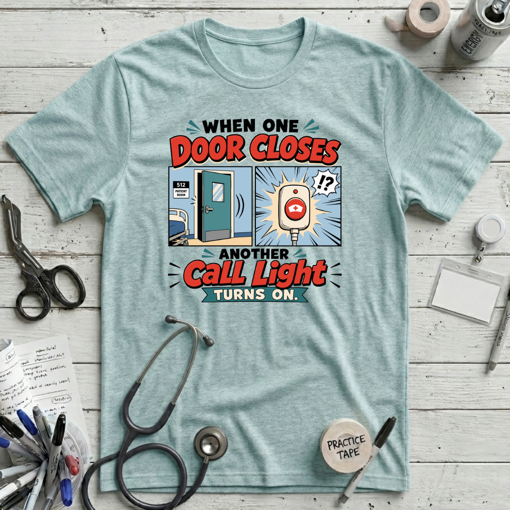 When One Door Closes T-Shirt - Heather Ice Blue