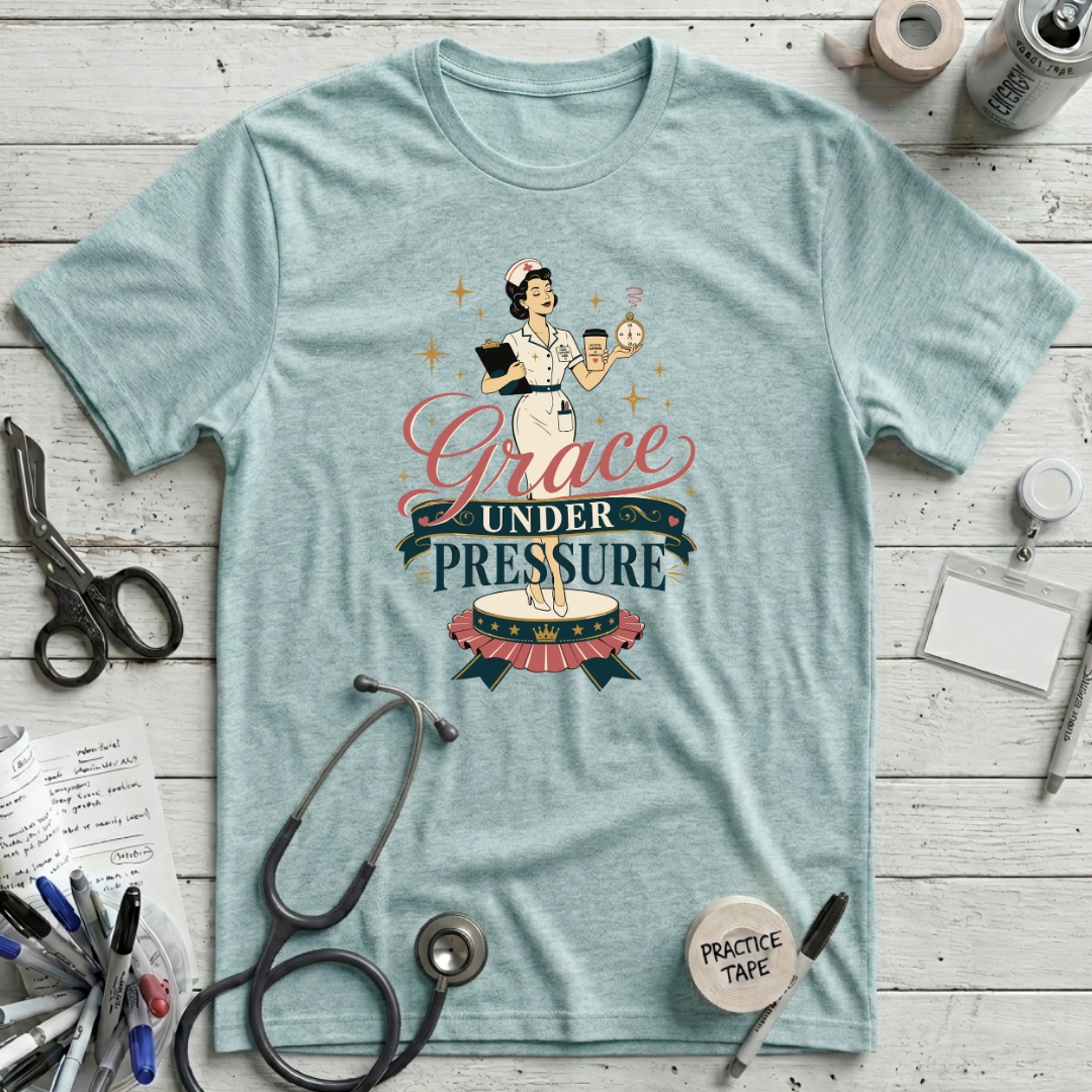 Grace Under Pressure T-Shirt - Heather Ice Blue