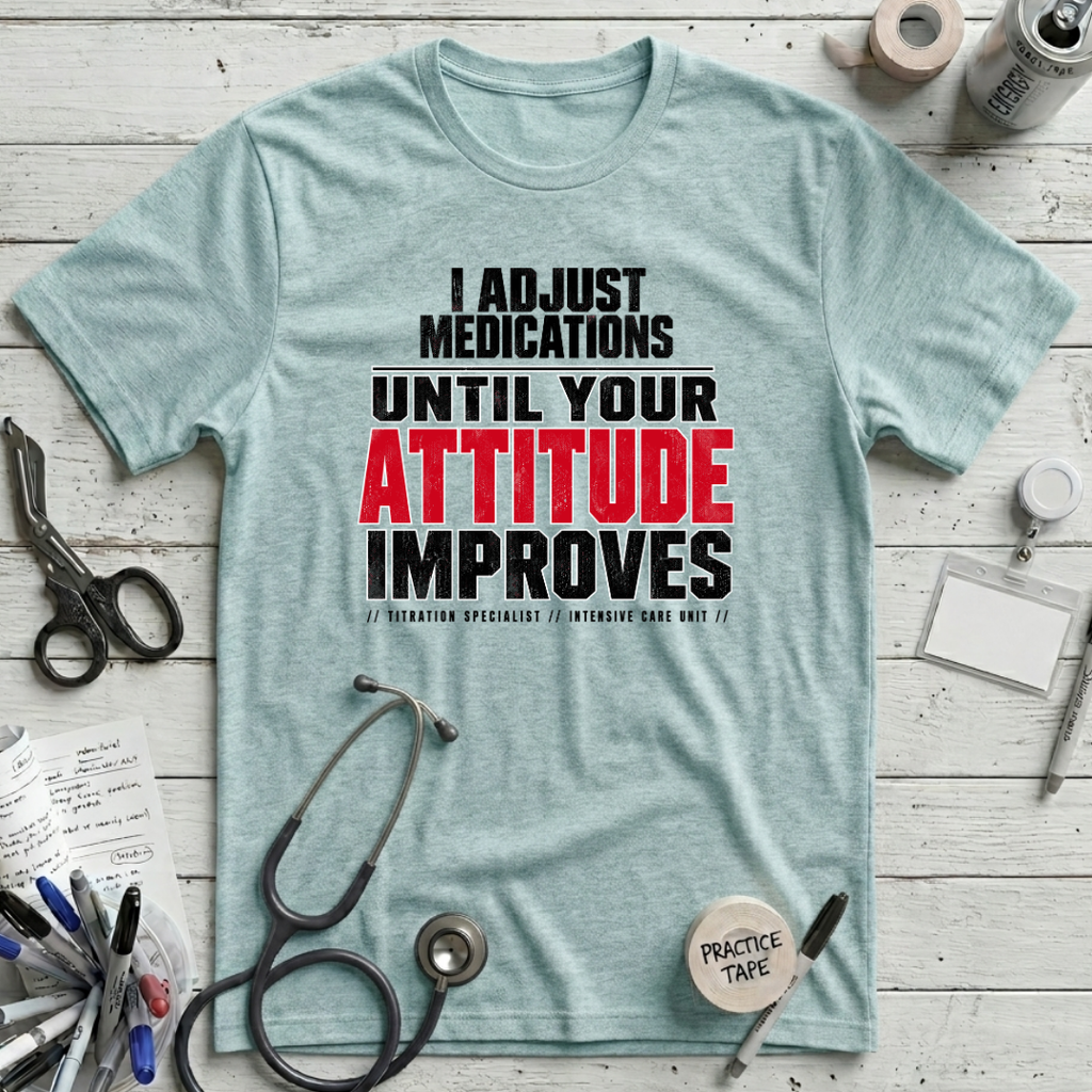 Adjust Medications T-Shirt - Heather Ice Blue