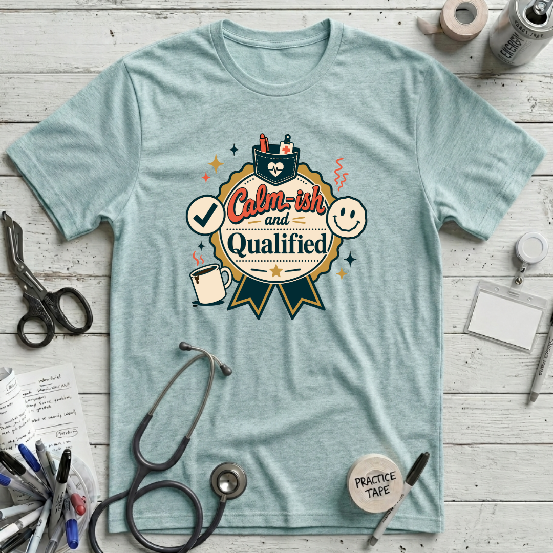 Calm-ish and Qualified T-Shirt - Heather Ice Blue