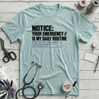 Emergency Daily Routine T-Shirt - Heather Ice Blue