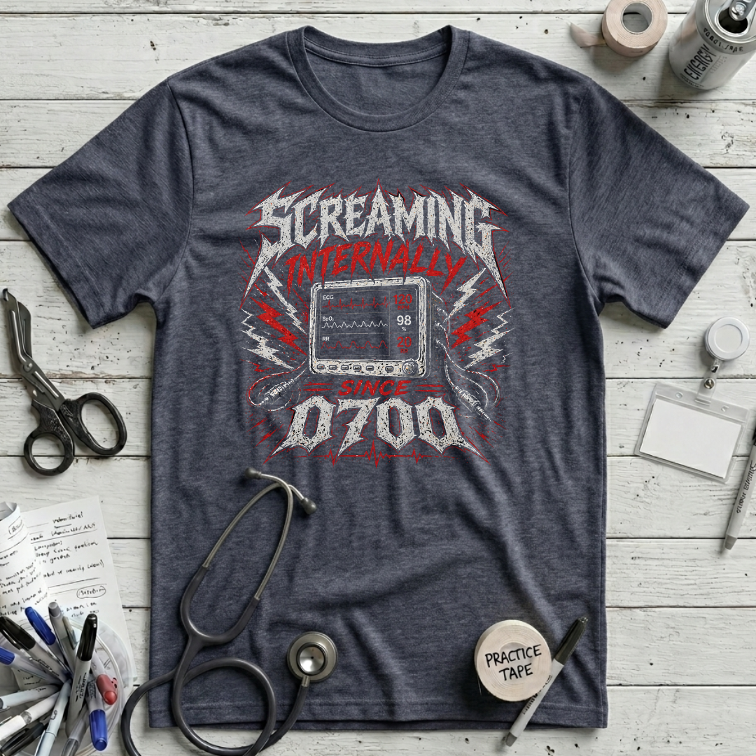 Screaming Internally T-Shirt - Heather Midnight Navy
