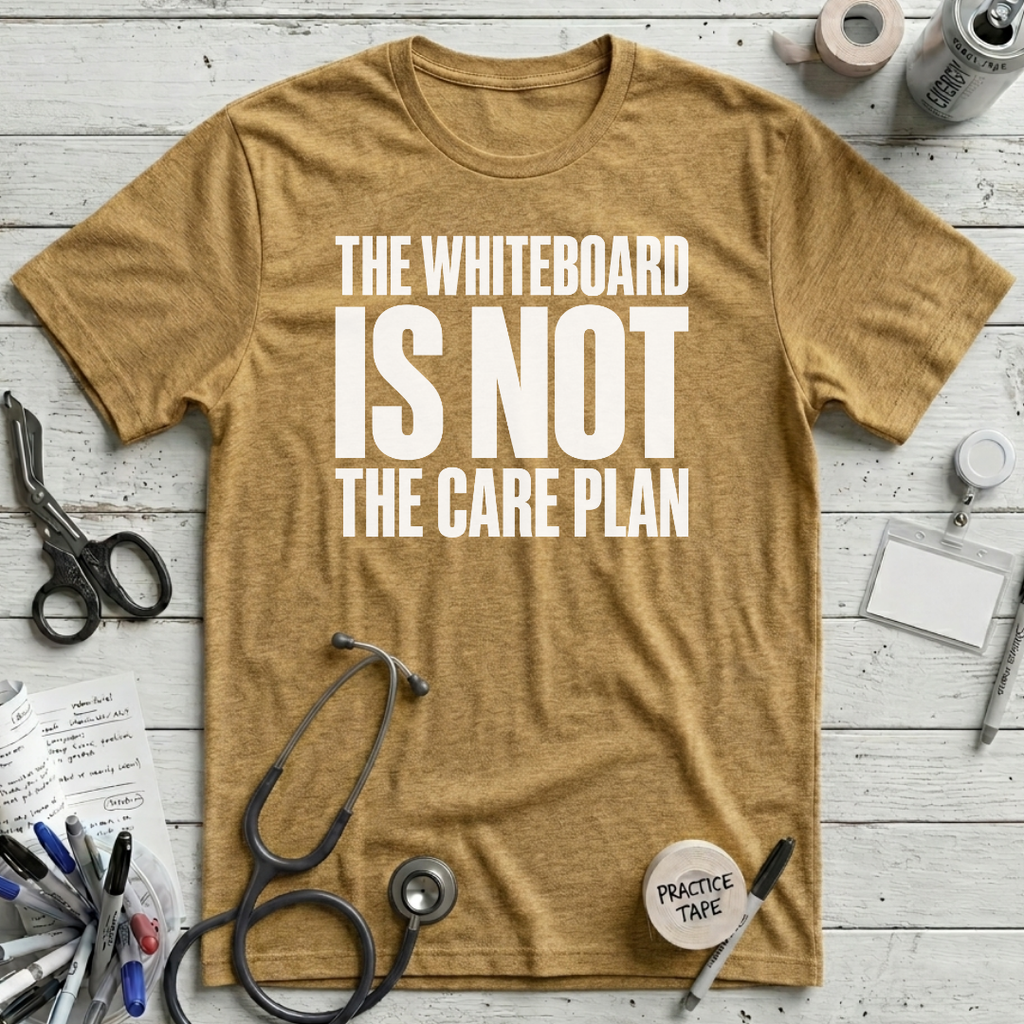 Whiteboard Care Plan T-Shirt - Heather Mustard
