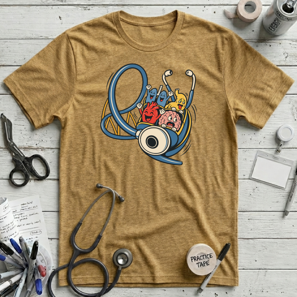 Stethoscope Roller Coaster T-Shirt - Heather Mustard
