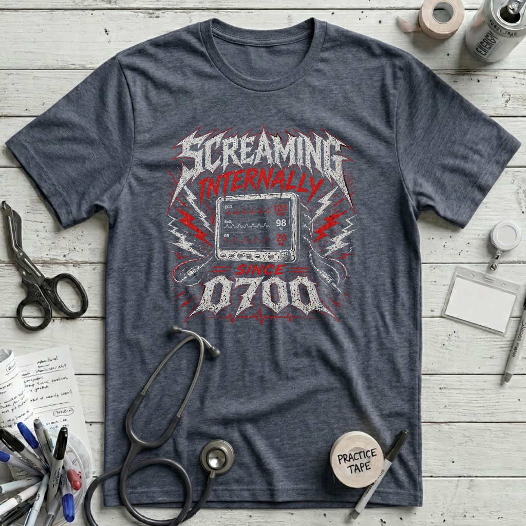 Screaming Internally T-Shirt - Heather Navy
