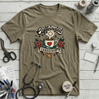 Caffeinated Caregiver T-Shirt - Heather Olive