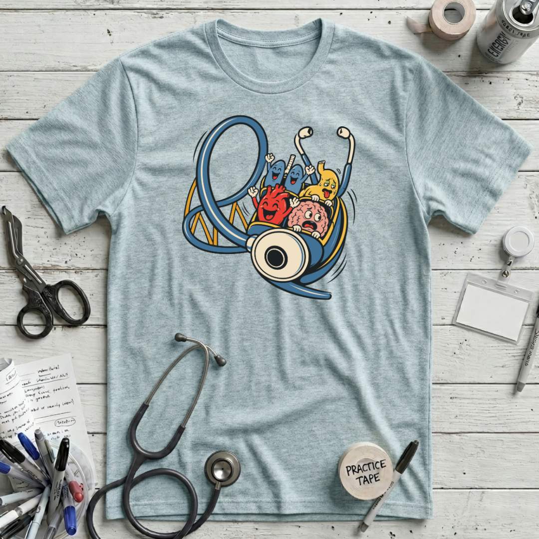 Stethoscope Roller Coaster T-Shirt - Heather Prism Ice Blue