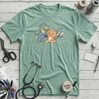 Dinosaur Checkup Crew T-Shirt - Heather Prism Mint