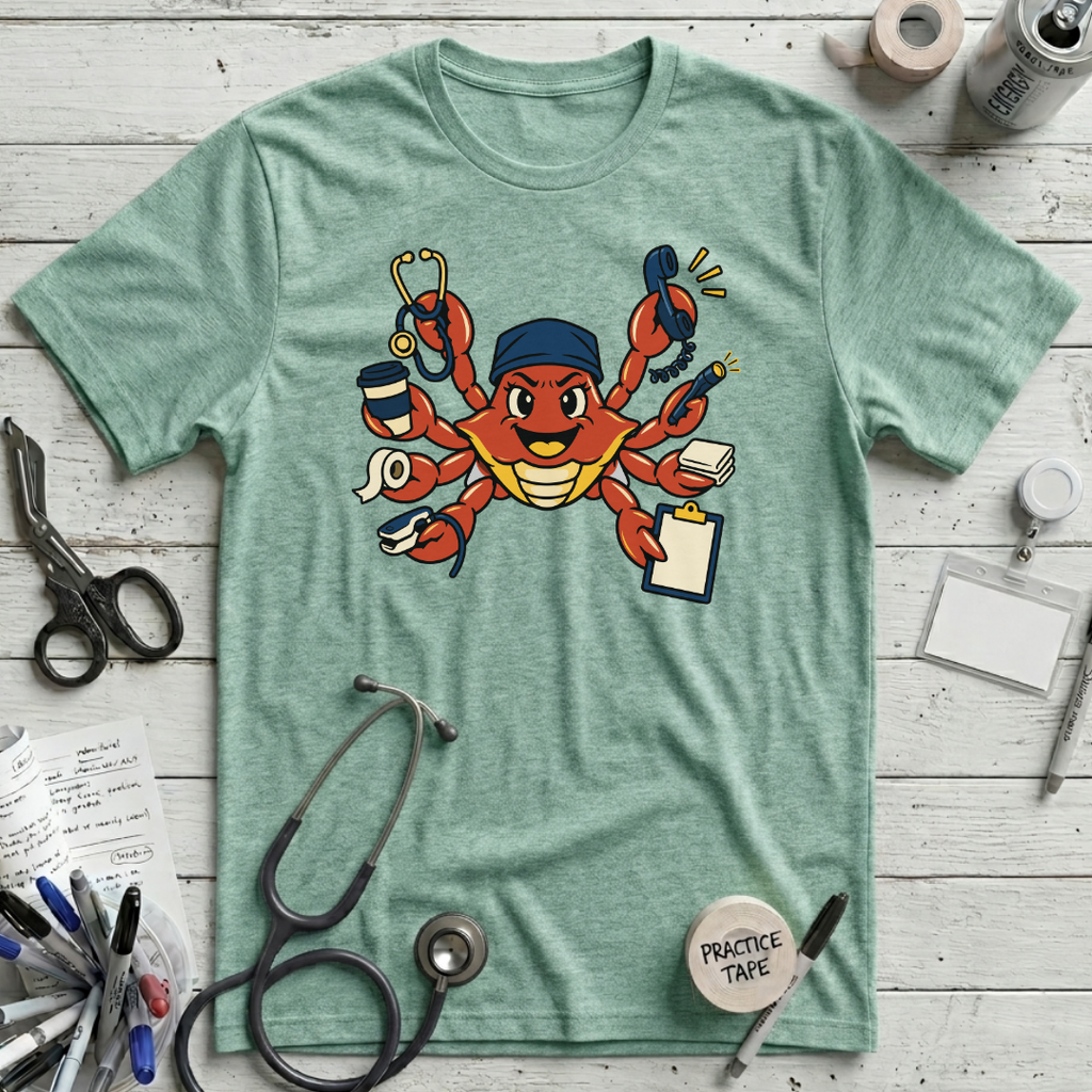 Busy Nurse Crab T-Shirt - Heather Prism Mint