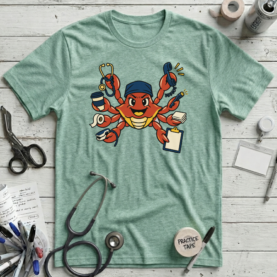 Busy Nurse Crab T-Shirt - Heather Prism Mint