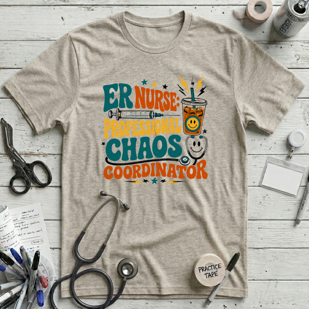 ER Nurse Chaos Coordinator T-Shirt - Heather Prism Natural