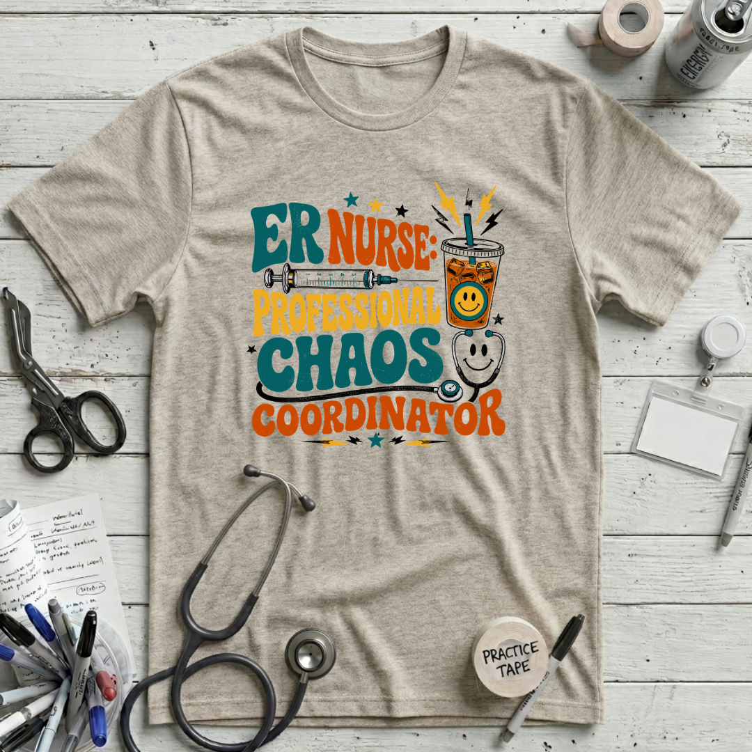 ER Nurse Chaos Coordinator T-Shirt - Heather Prism Natural