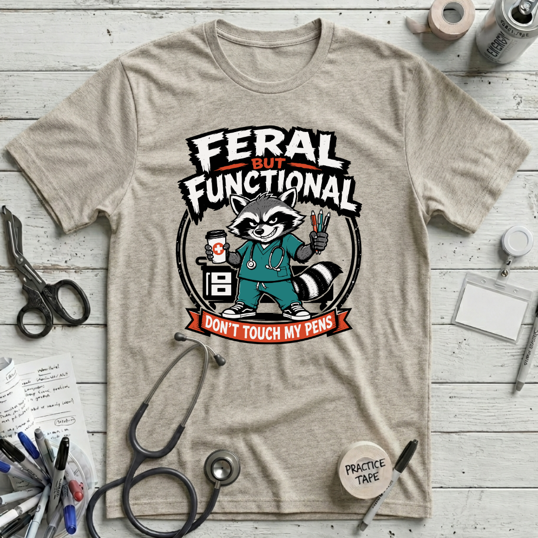 Feral But Functional T-Shirt - Heather Prism Natural