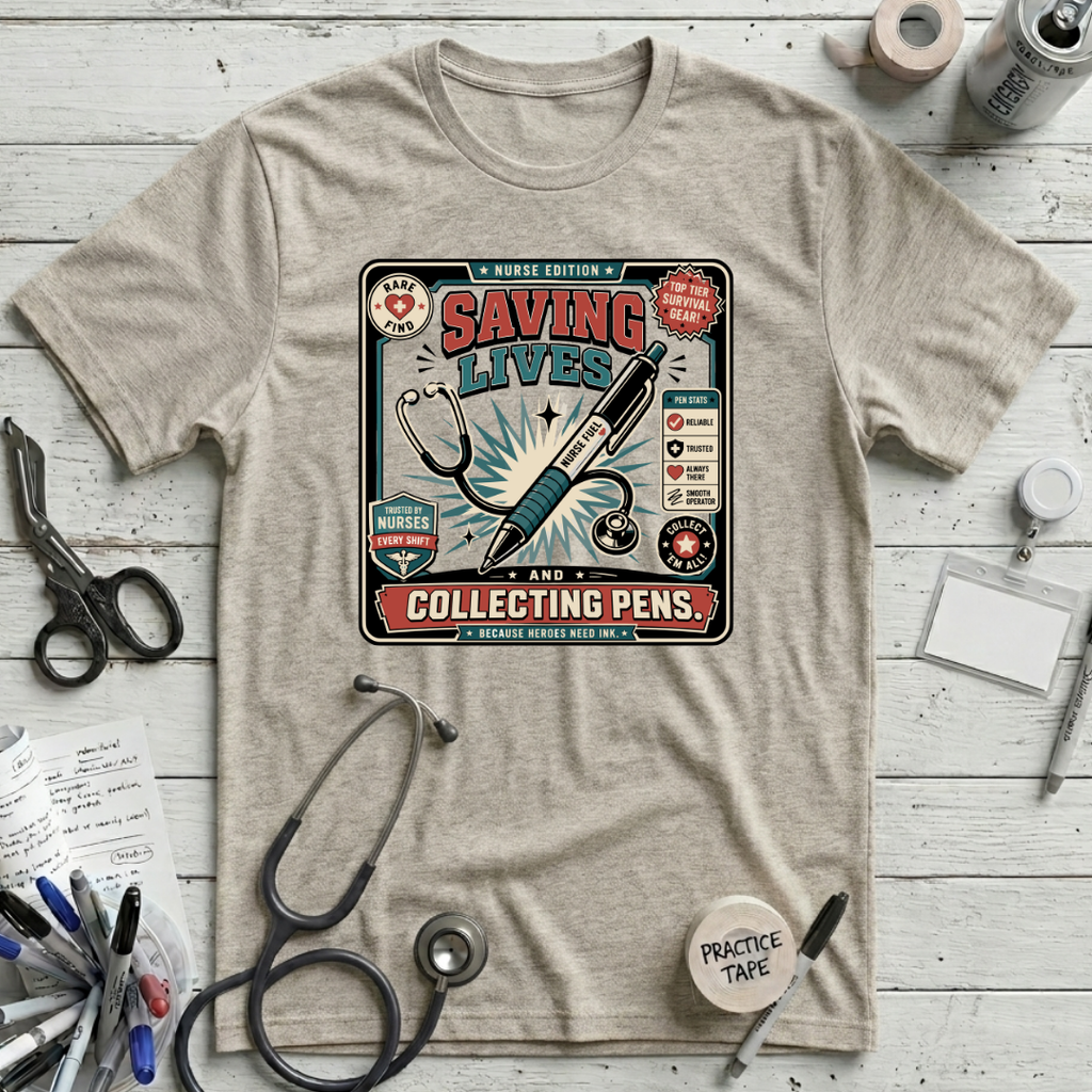 Collecting Pens T-Shirt - Heather Prism Natural