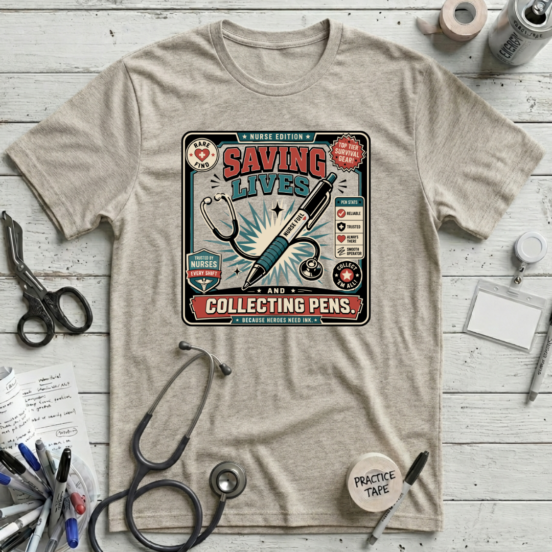 Collecting Pens T-Shirt - Heather Prism Natural