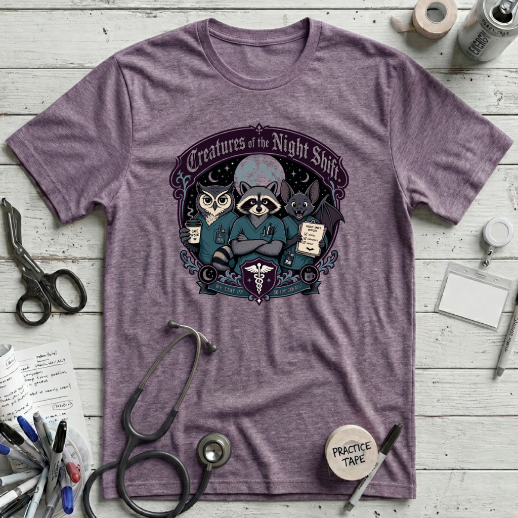Creatures of the Night Shift T-Shirt - Heather Purple