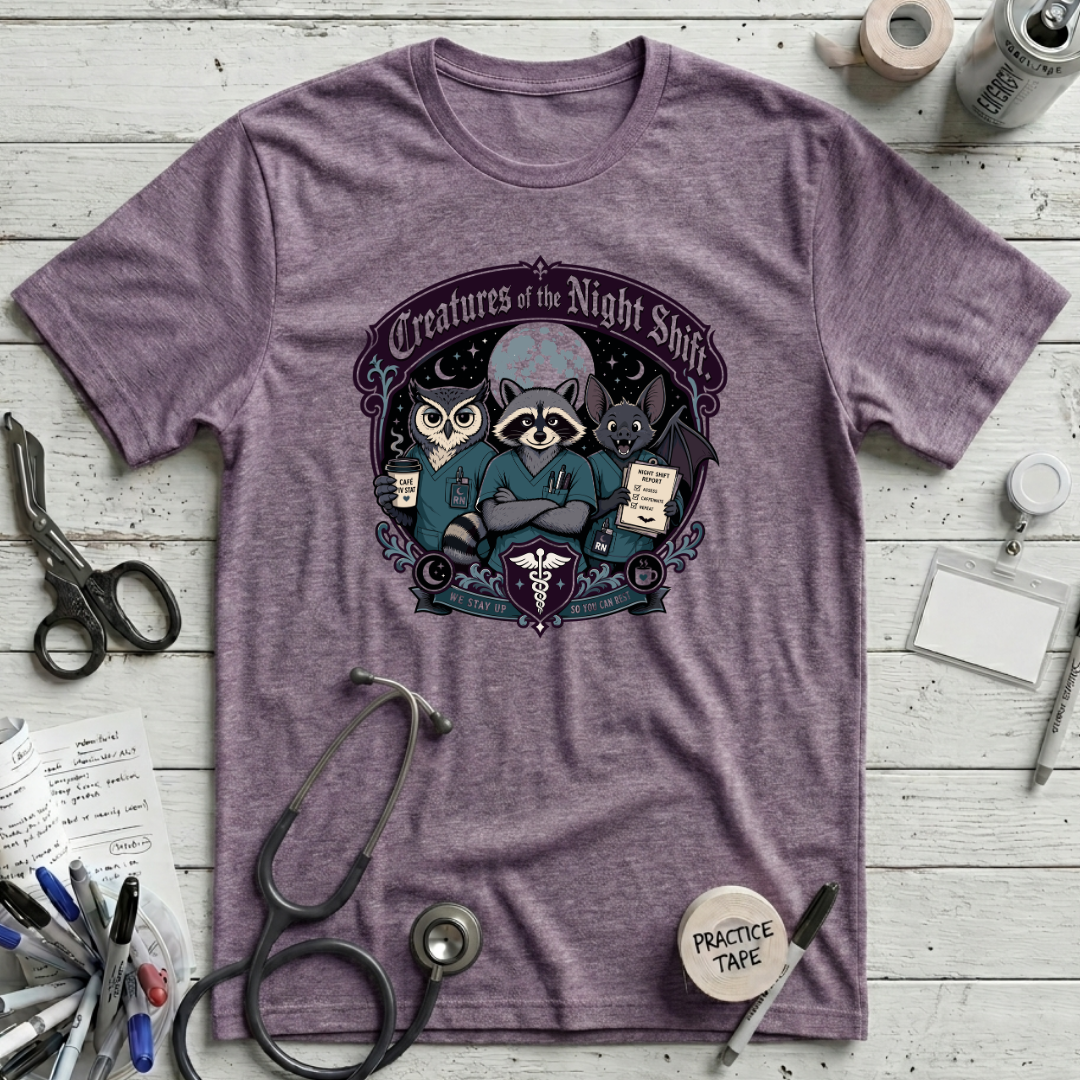 Creatures of the Night Shift T-Shirt - Heather Purple