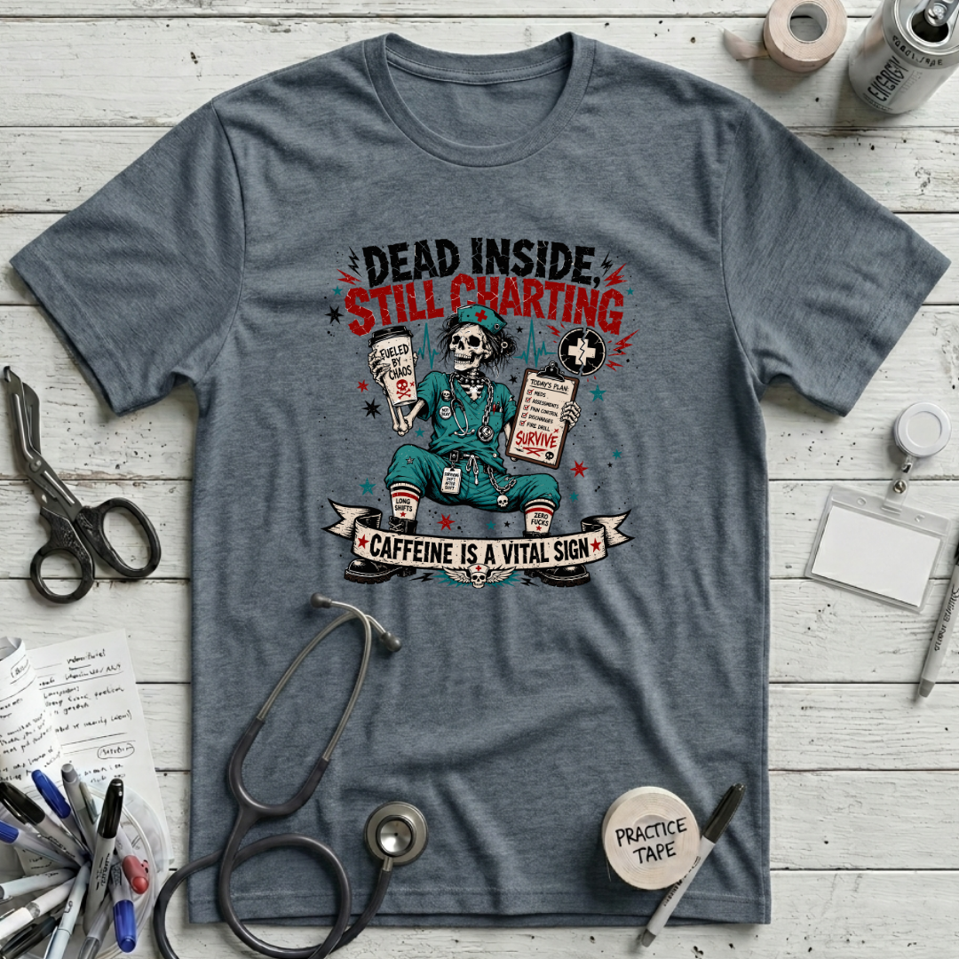Dead Inside Still Charting T-Shirt - Heather Slate
