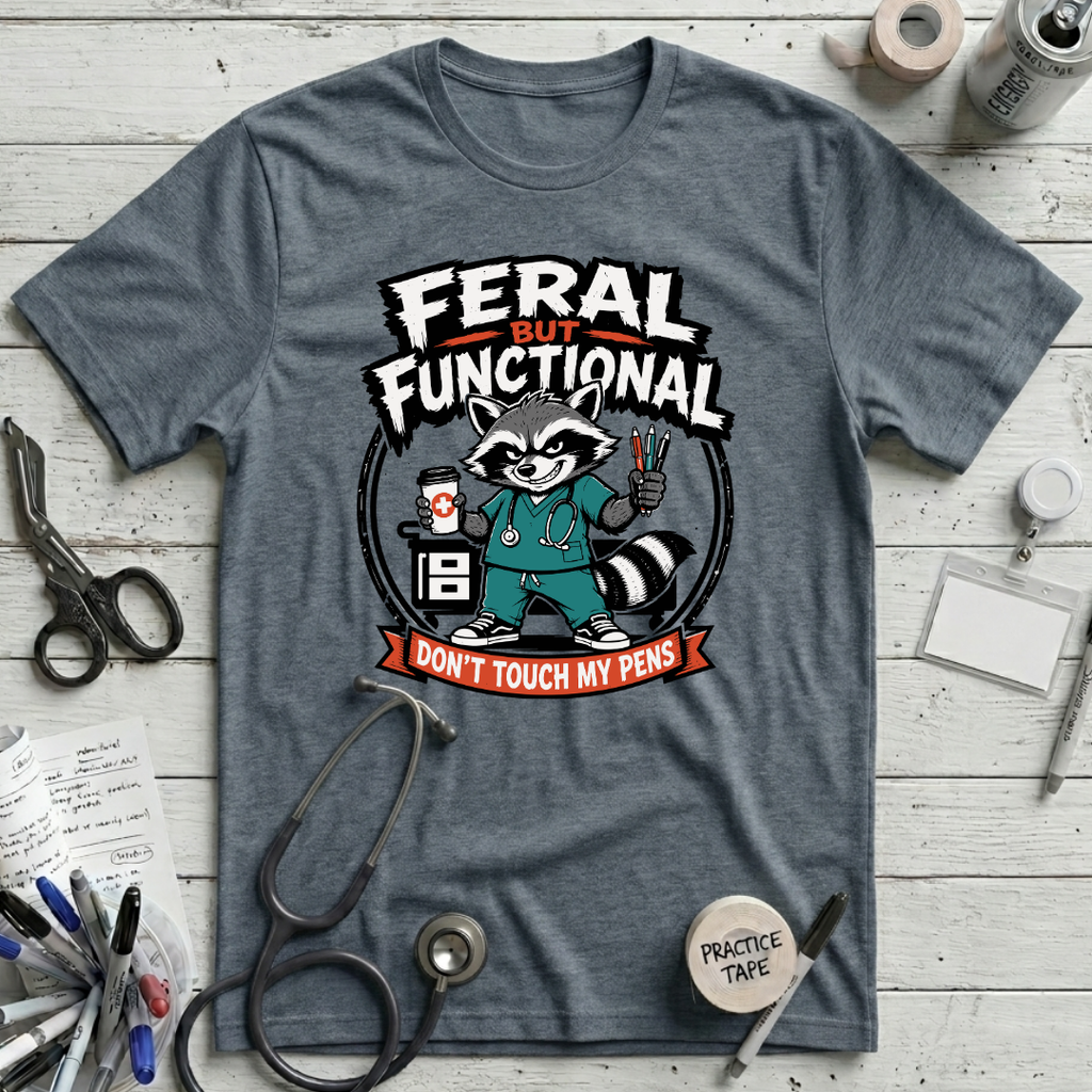 Feral But Functional T-Shirt - Heather Slate