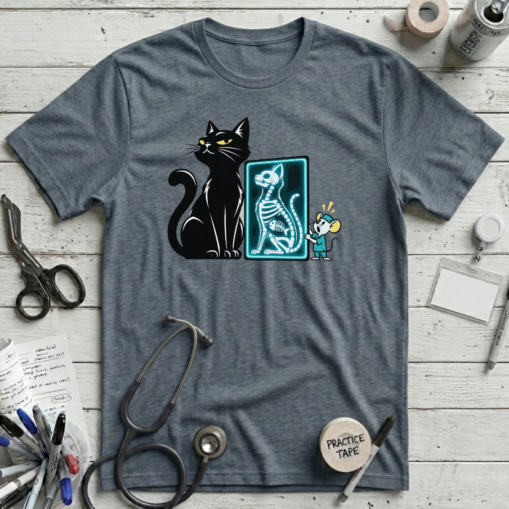 Cat X-Ray T-Shirt - Heather Slate