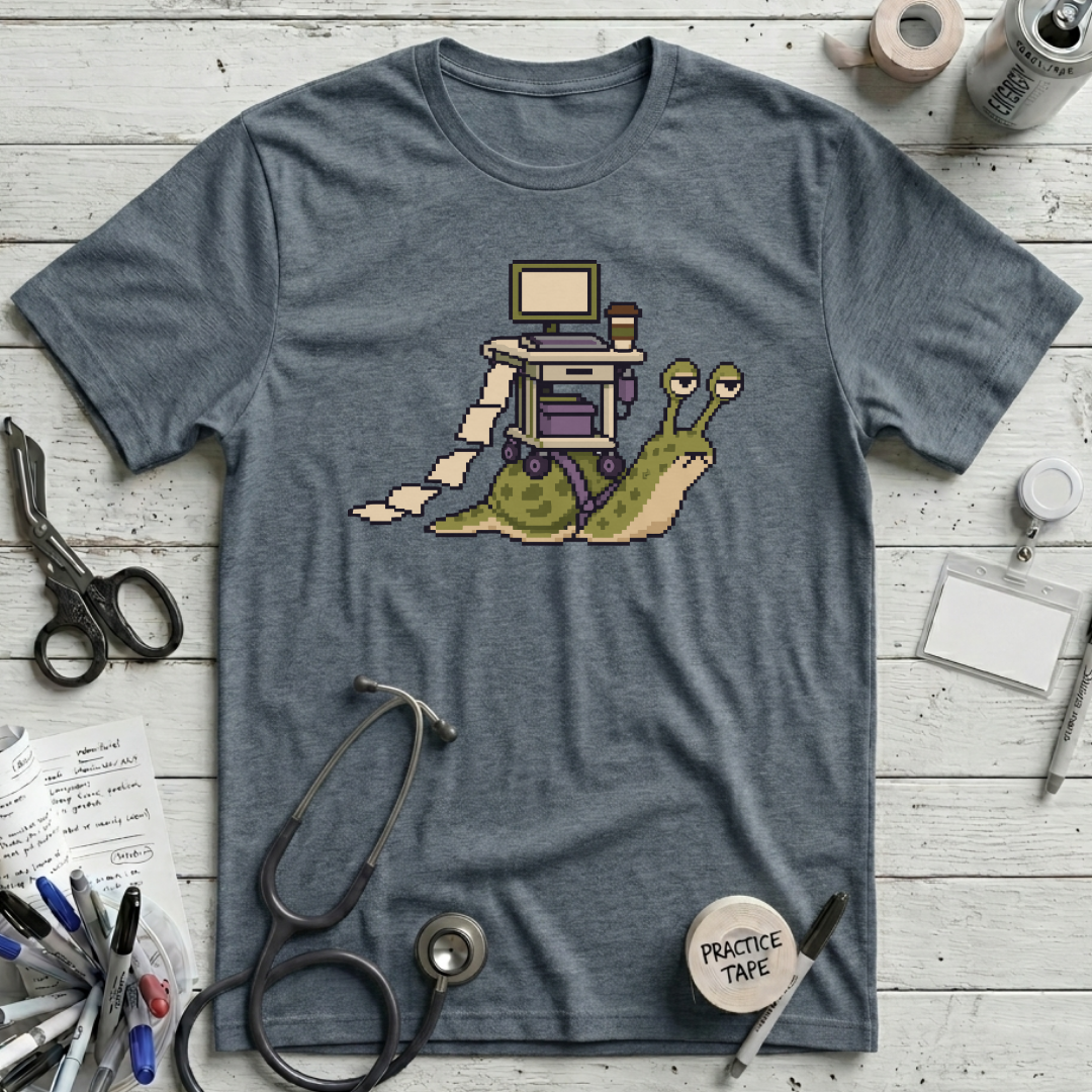Overworked Snail T-Shirt - Heather Slate