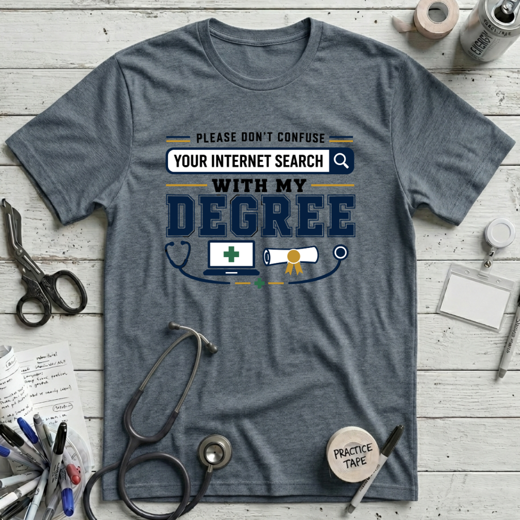Internet Search and My Degree T-Shirt - Heather Slate