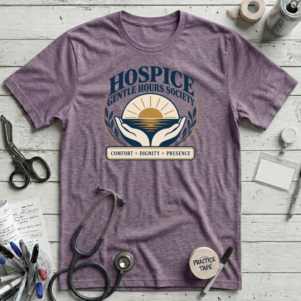 Hospice Gentle Hours T-Shirt - Heather Purple