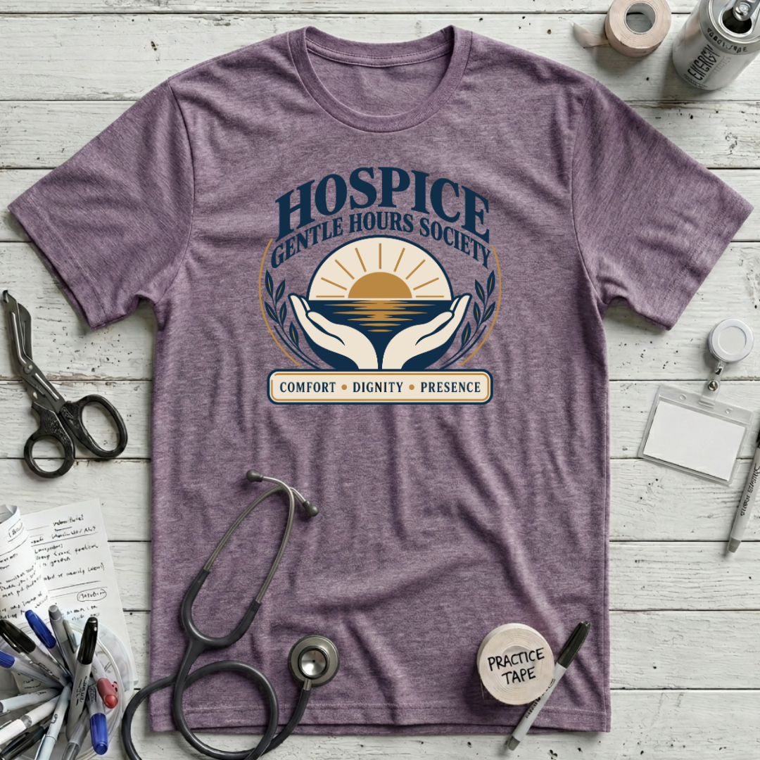 Hospice Gentle Hours T-Shirt - Heather Purple