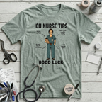 ICU Nurse Tips T-Shirt - Heather Prism Dusty Blue