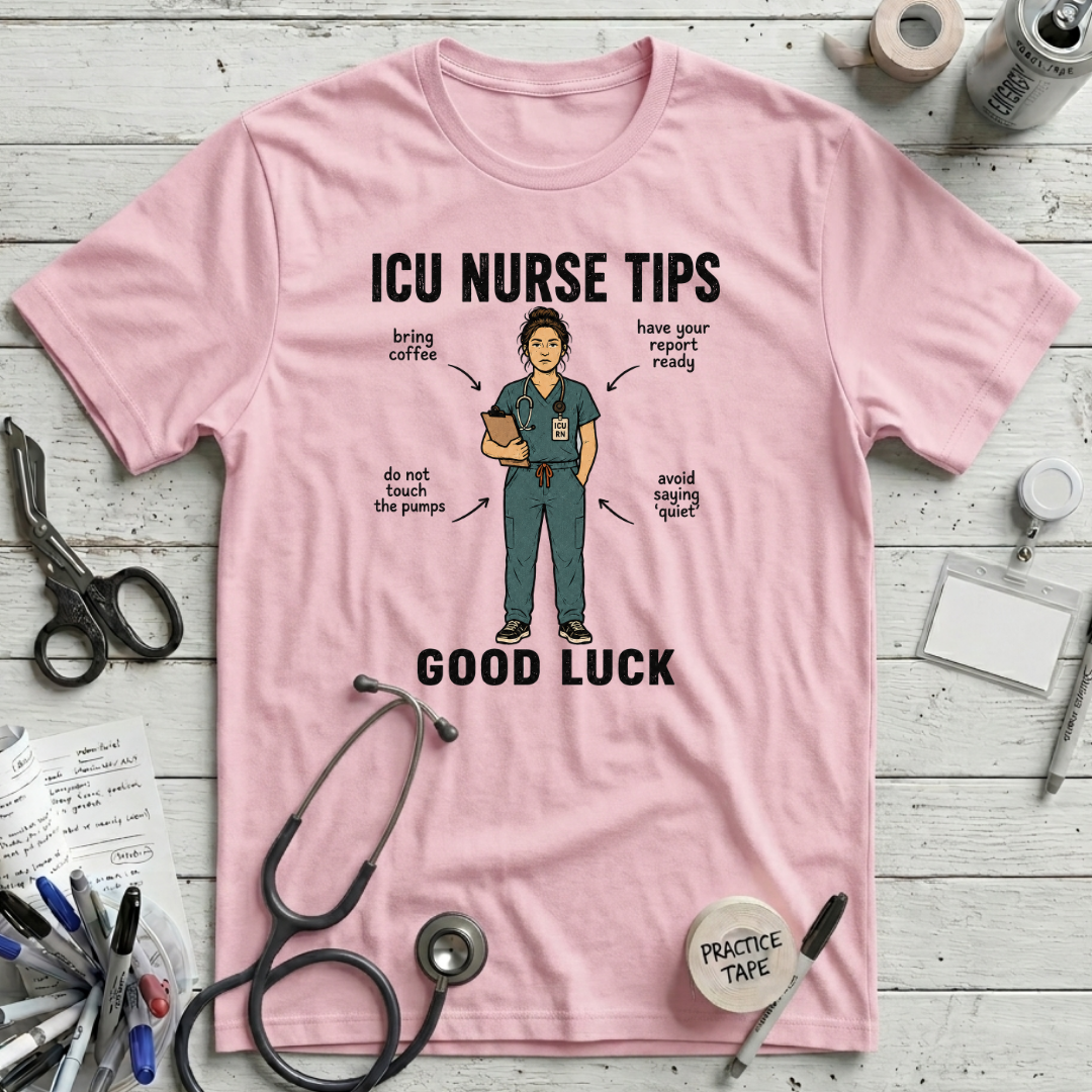 ICU Nurse Tips T-Shirt - Pink