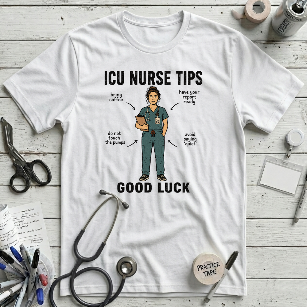 ICU Nurse Tips T-Shirt - White
