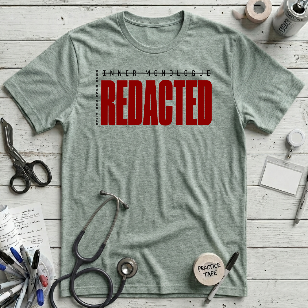 Inner Monologue Redacted T-Shirt - Heather Prism Dusty Blue