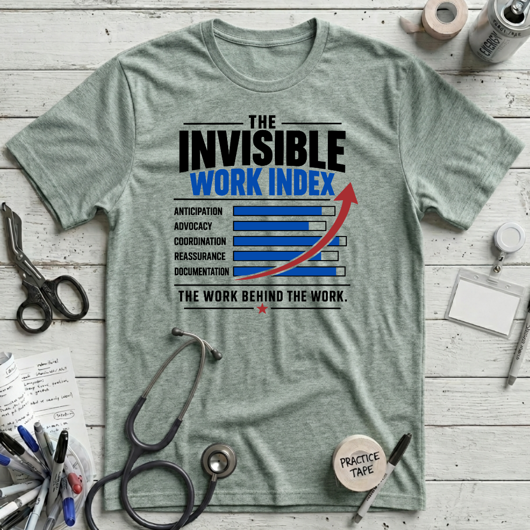 Invisible Work Index T-Shirt - Heather Prism Dusty Blue