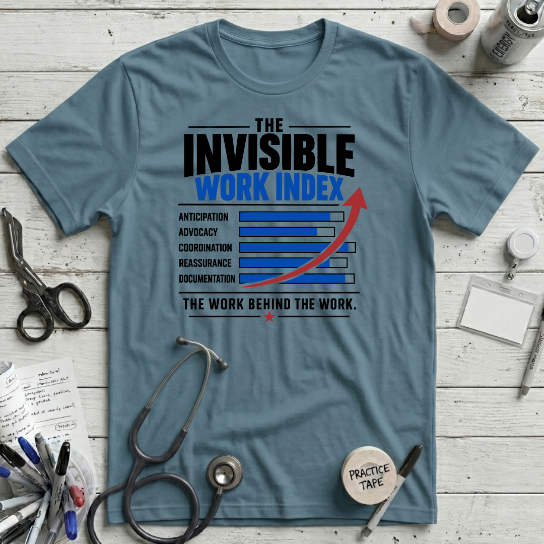 Invisible Work Index T-Shirt - Steel Blue
