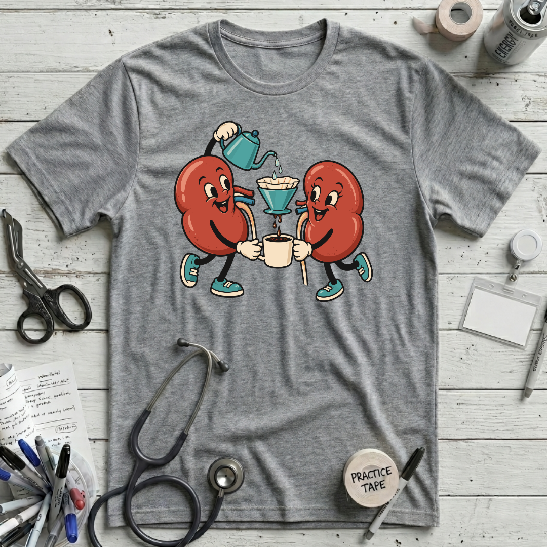 Kidney Coffee Crew T-Shirt - Athletic Heather