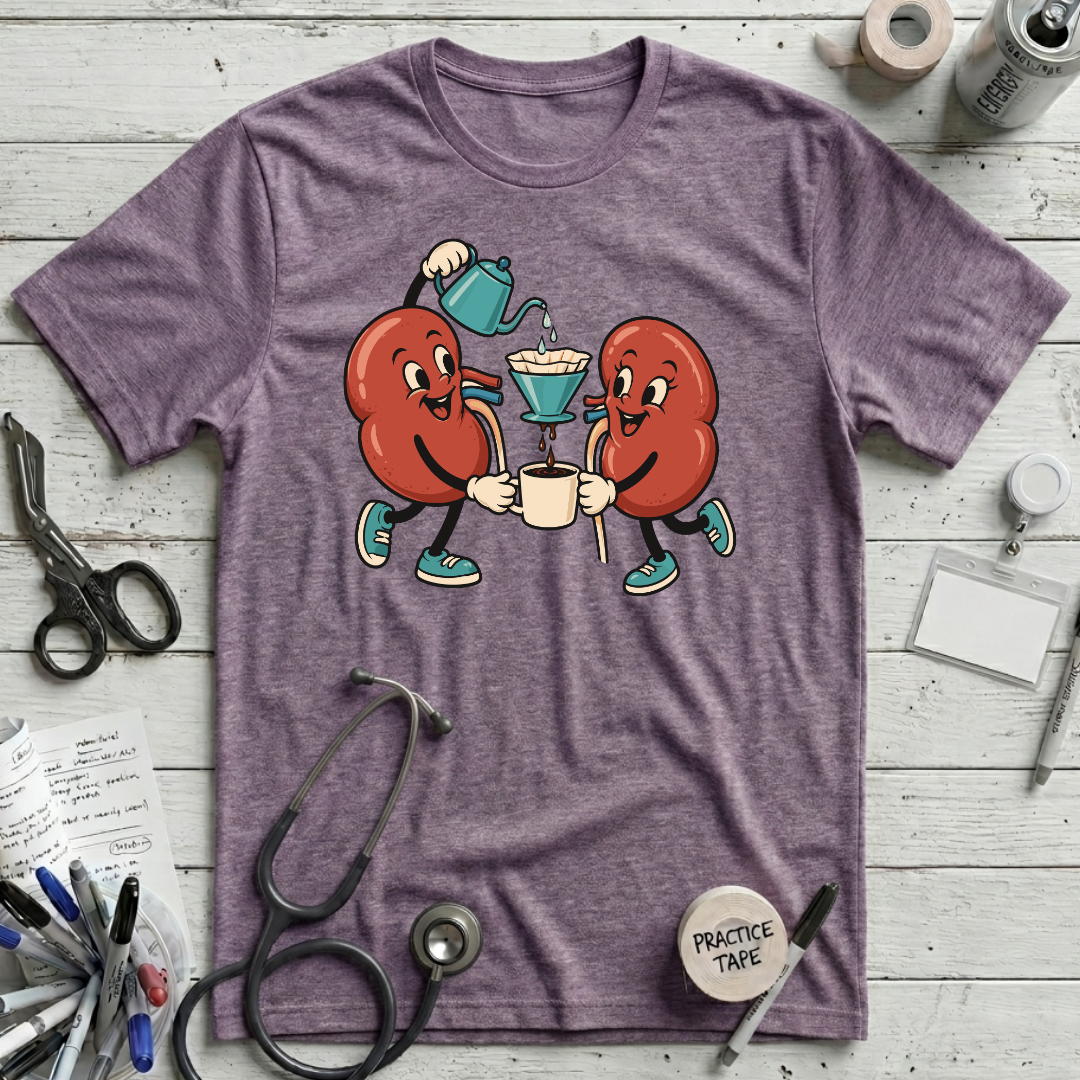 Kidney Coffee Crew T-Shirt - Heather Purple