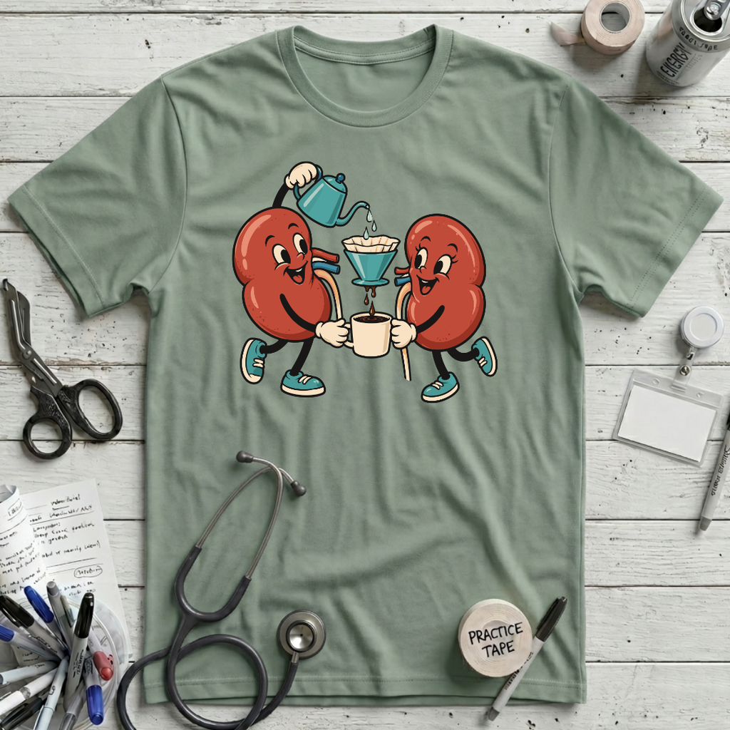 Kidney Coffee Crew T-Shirt - Sage