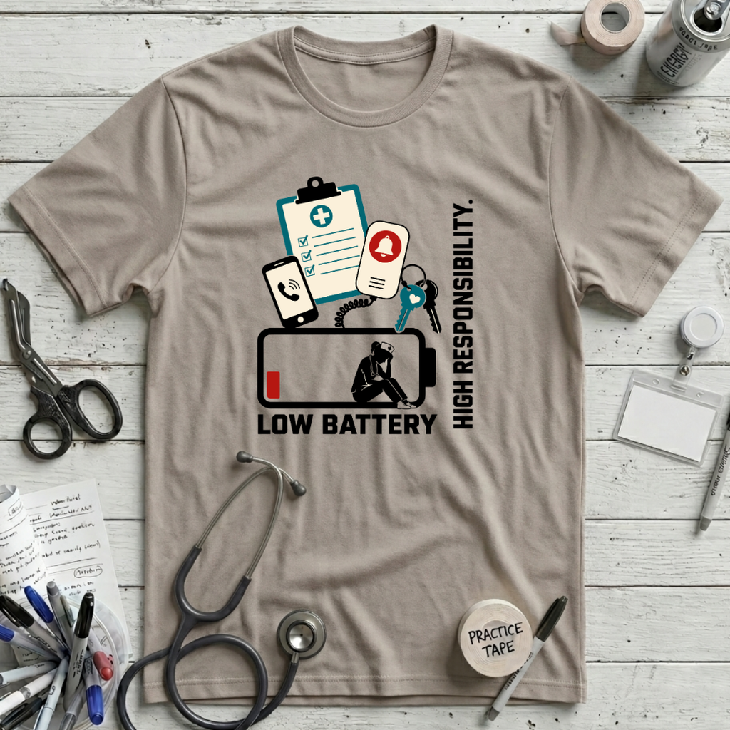 Low Battery T-Shirt - Heather Dust