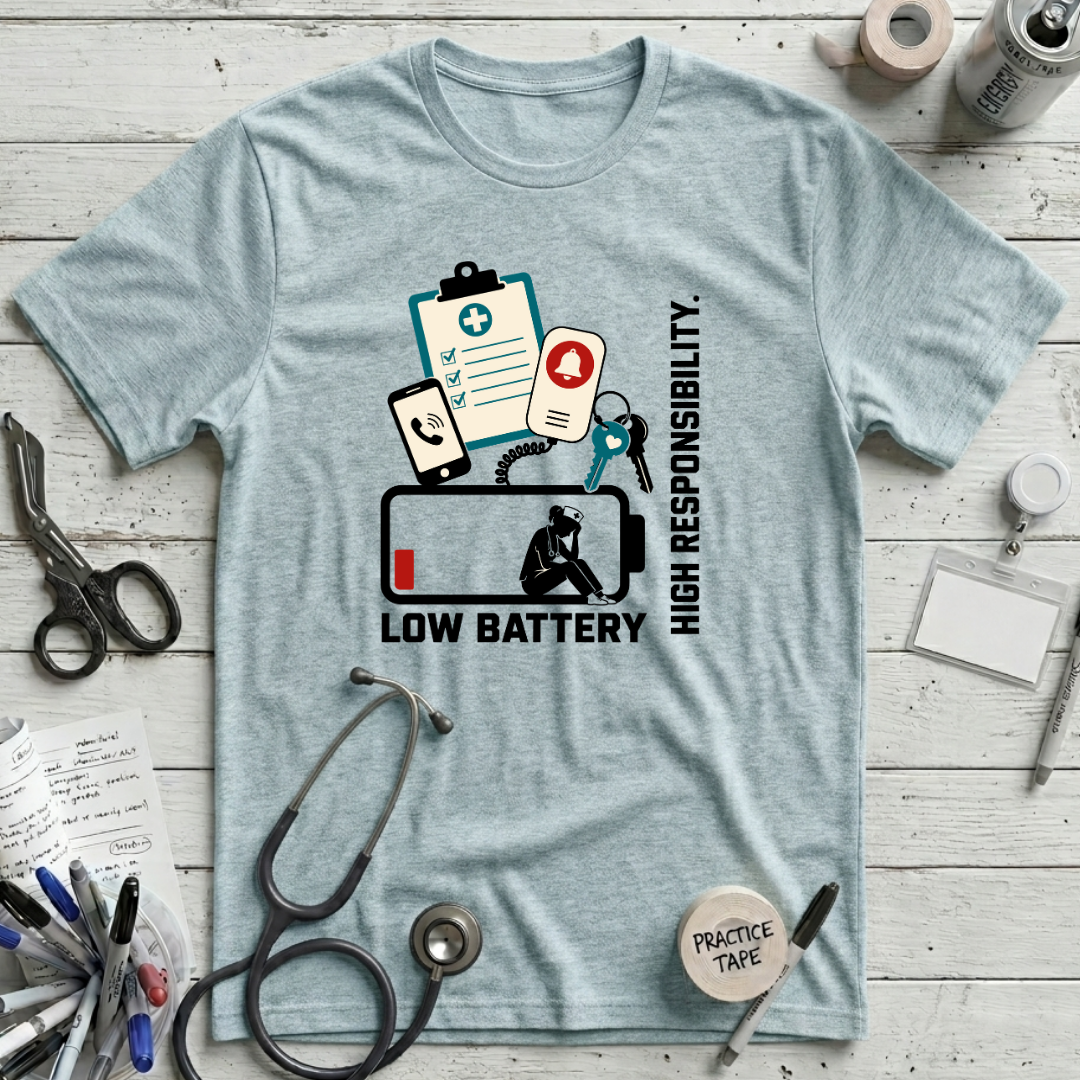 Low Battery T-Shirt - Heather Prism Ice Blue