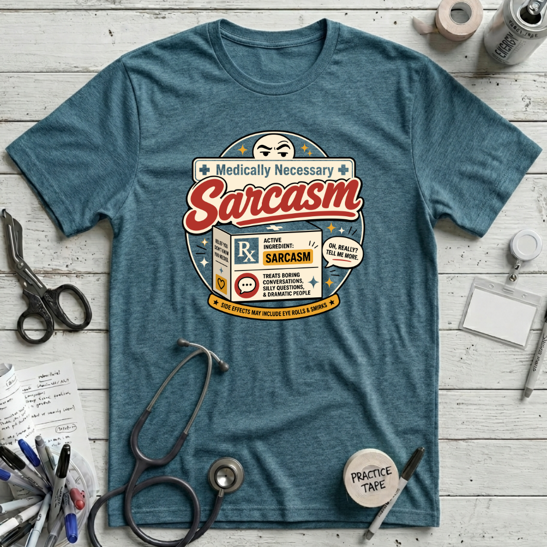 Medically Necessary Sarcasm T-Shirt - Heather Deep Teal