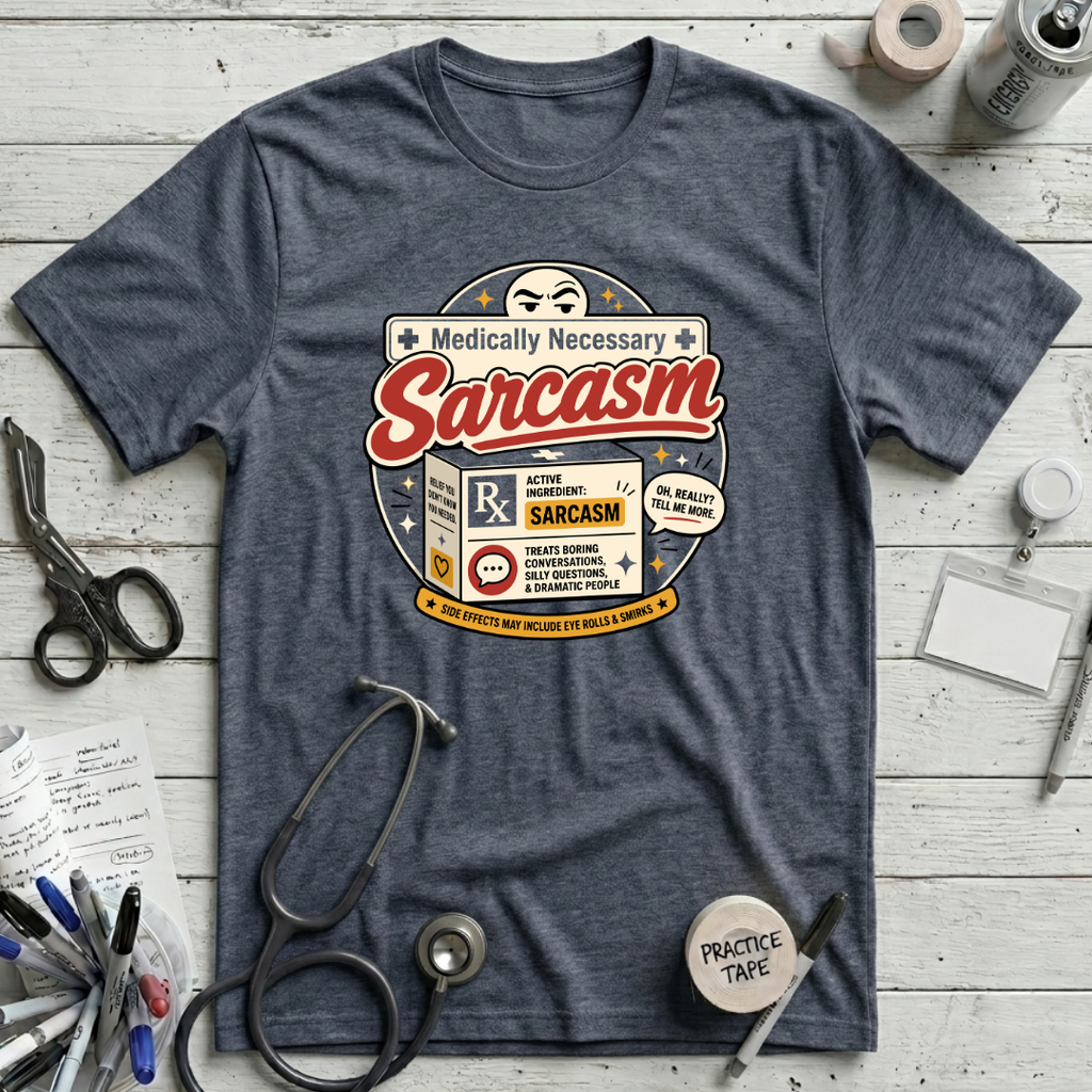 Medically Necessary Sarcasm T-Shirt - Heather Navy