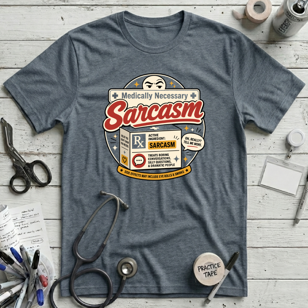 Medically Necessary Sarcasm T-Shirt - Heather Slate