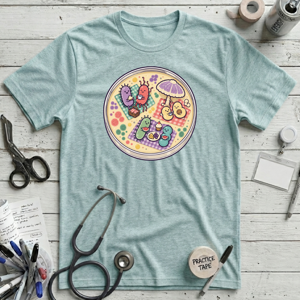 Microbial Picnic T-Shirt - Heather Ice Blue