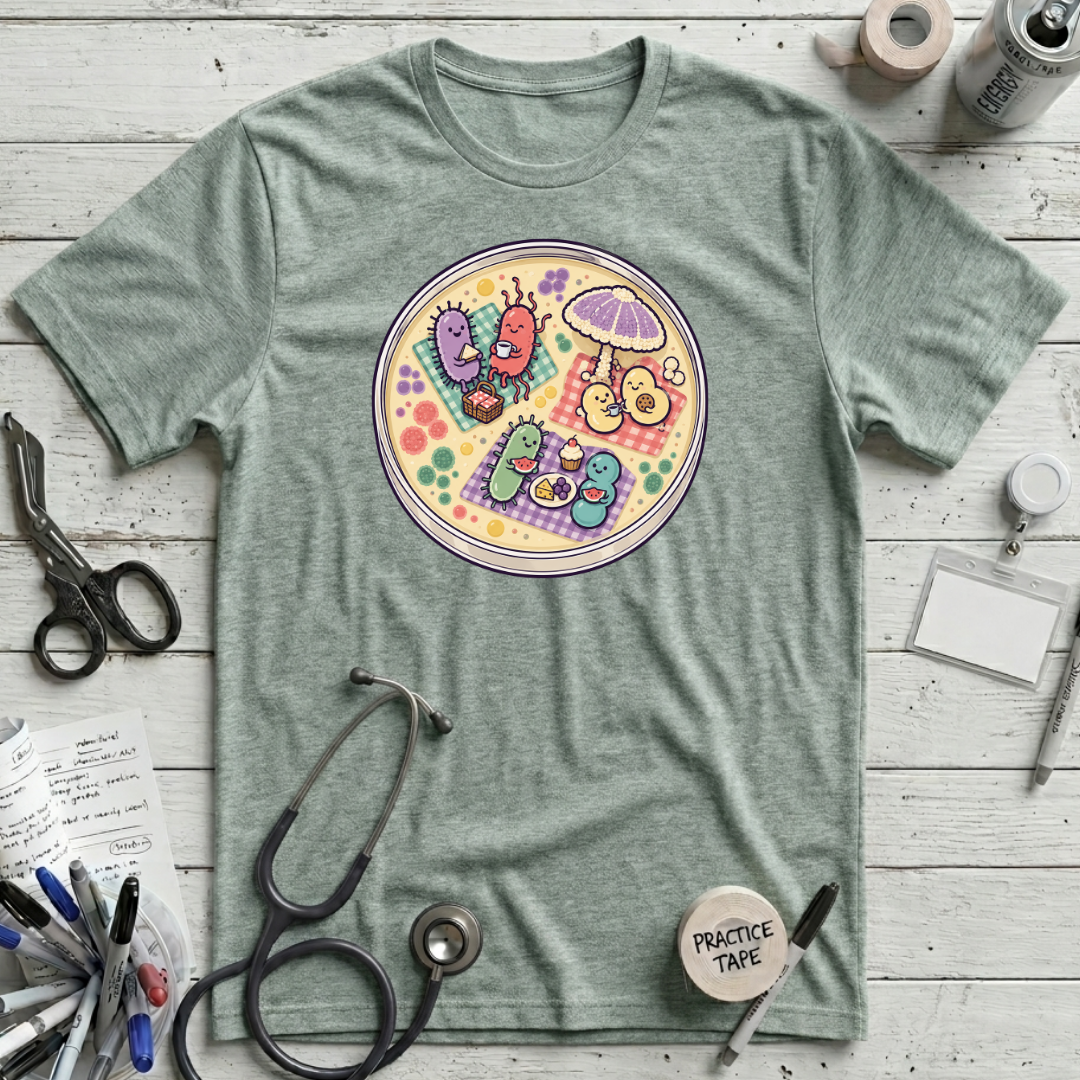 Microbial Picnic T-Shirt - Heather Prism Dusty Blue