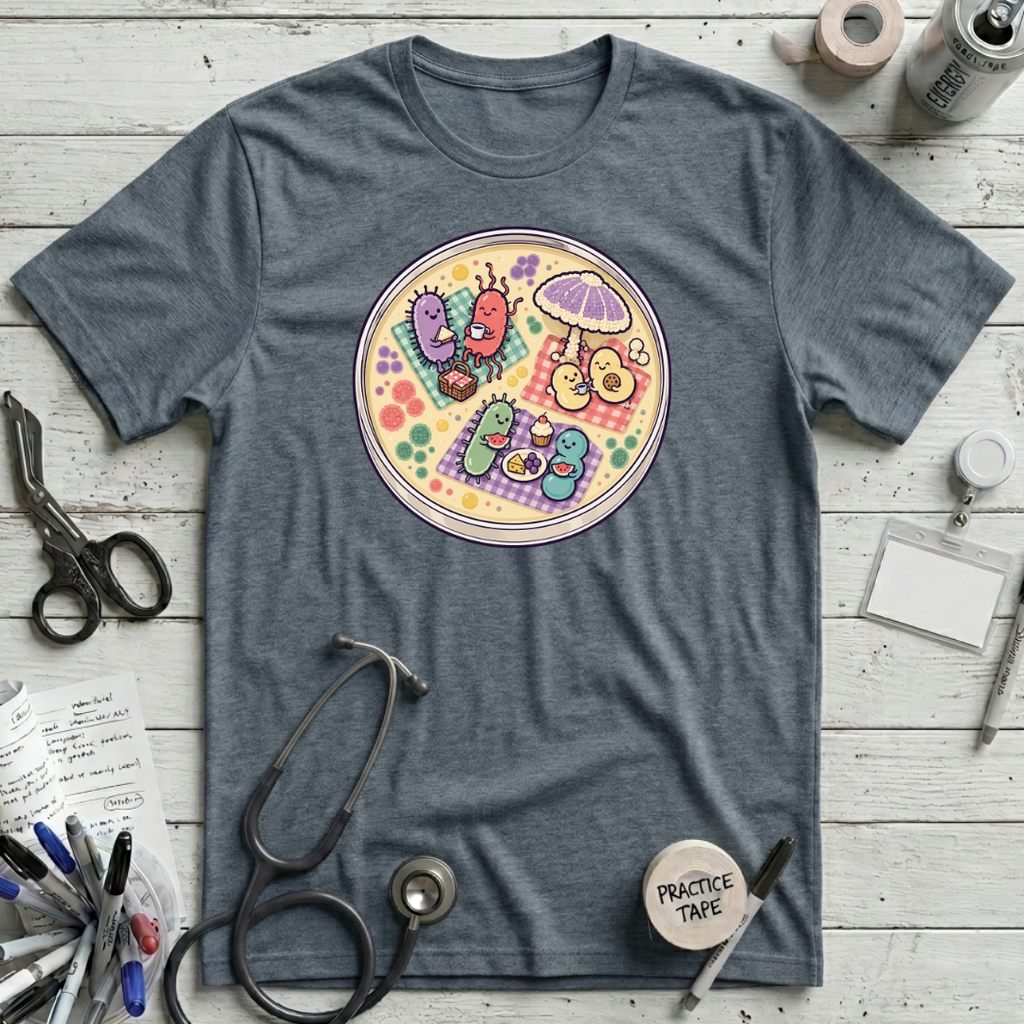 Microbial Picnic T-Shirt - Heather Slate